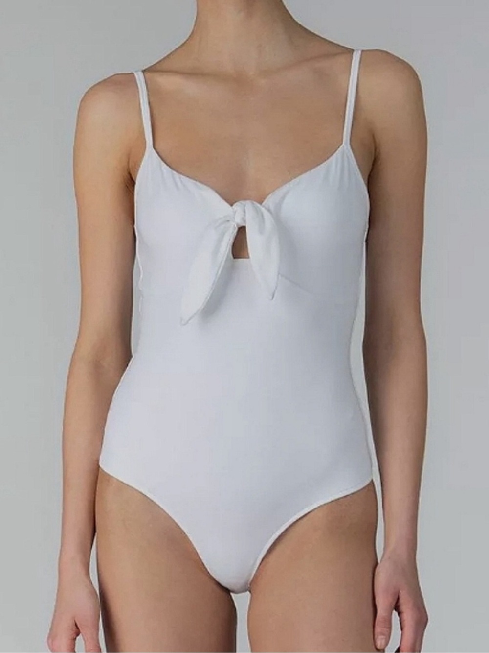 ATM Anthony Thomas Melillo White Tie Front Bodysuit Size S Snap Crotch